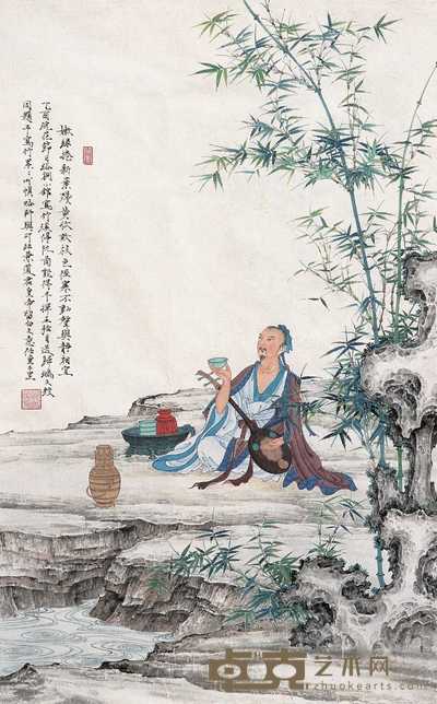 任重 2005年作 竹溪停阮图 镜心 76.5×47.5cm